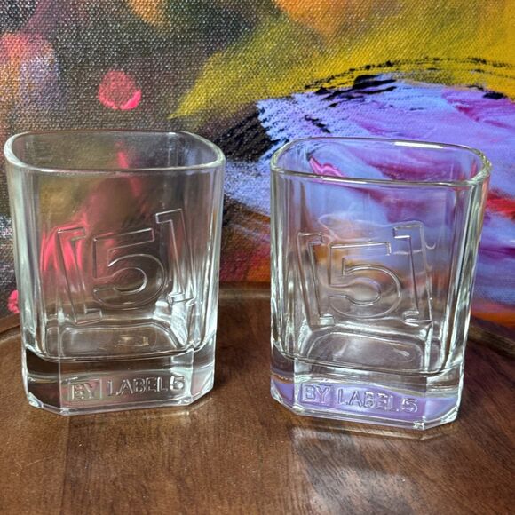 Label 5 Scotch Whisky Shot Glass Tumbler Rectangular Distinct Unique - Picture 1 of 9